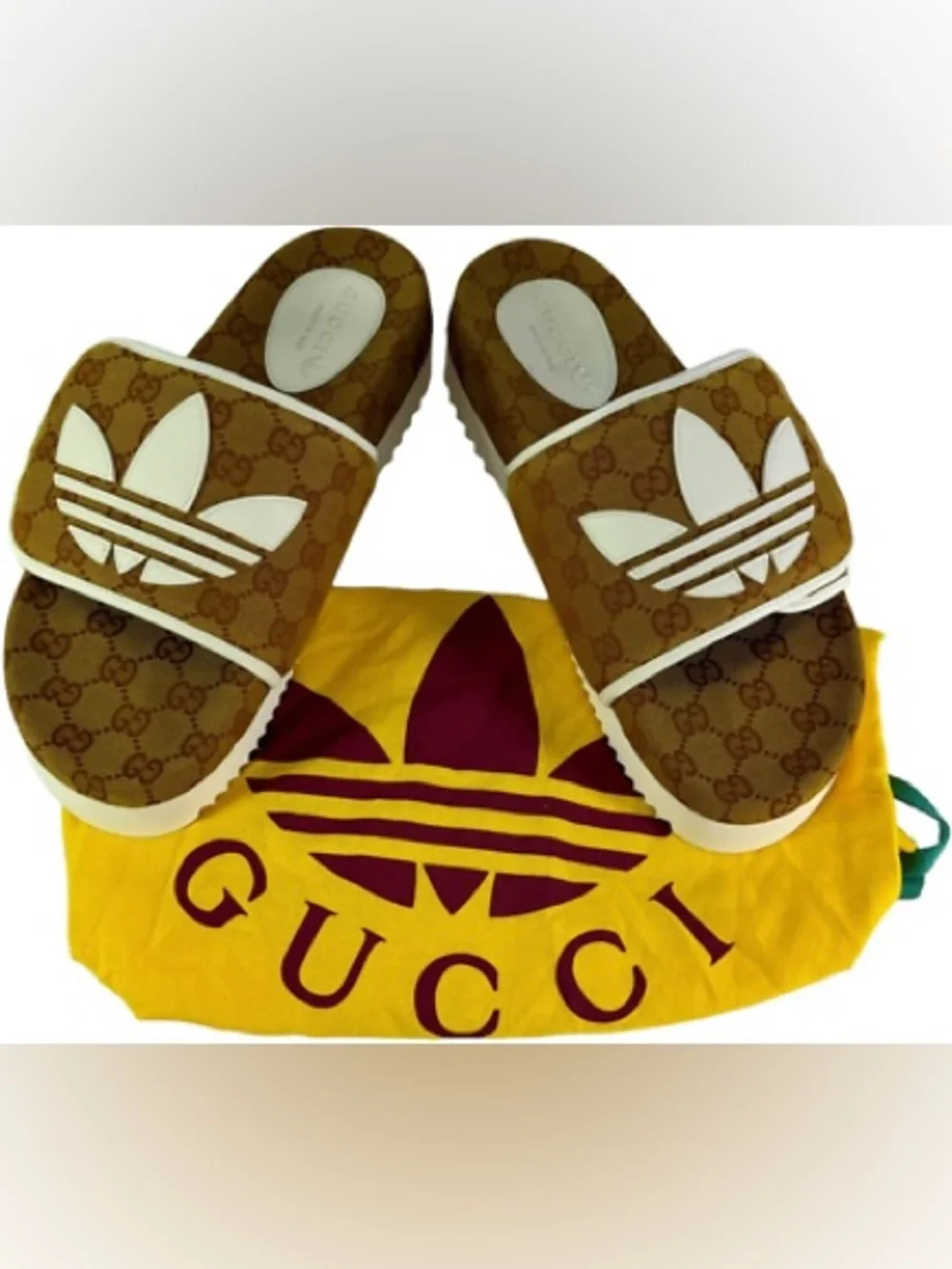 NWB Authentic Gucci x Adidas GG Monogram Platform Slides Men’s 10